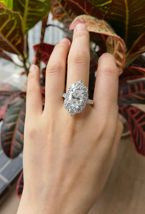 The Julie flower shape halo Pave engagement ring only semi-mount only(Exclusively to DovEggs Stones)