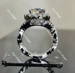 DovEggs  curved band halo engagement ring only semi-mount only(Exclusively to DovEggs Stones)