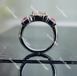 DovEggs three-stone halo engagement ring semi-mount only(Exclusively to DovEggs Stones)