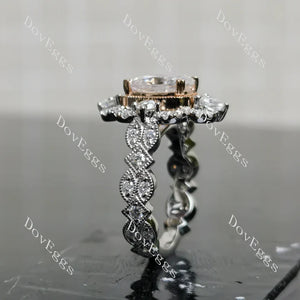 Doveggs floral bezel engagement ring semi-mount only(Exclusively to DovEggs Stones)