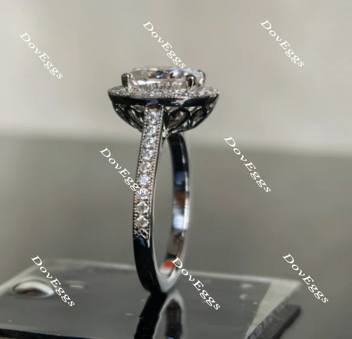 DovEggs half eternity pave halo engagement ring semi-mount only(Exclusively to DovEggs Stones)