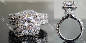 DovEggs pave half eternity halo engagement ring only semi-mount only(Exclusively to DovEggs Stones)