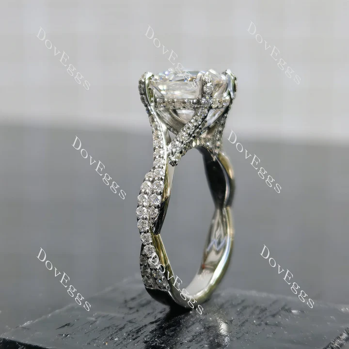 Doveggs split shanks pave engagement ring semi-mount only(Exclusively to DovEggs Stones)