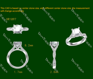 Doveggs split shanks pave engagement ring semi-mount only(Exclusively to DovEggs Stones)