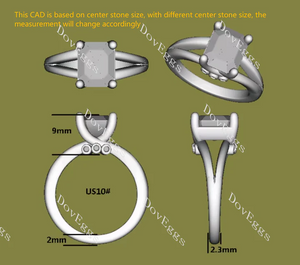 Doveggs split shanks engagement ring semi-mount only(Exclusively to DovEggs Stones)