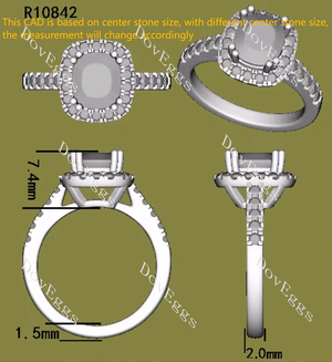 Doveggs halo half eternity engagement ring semi-mount only(Exclusively to DovEggs Stones)