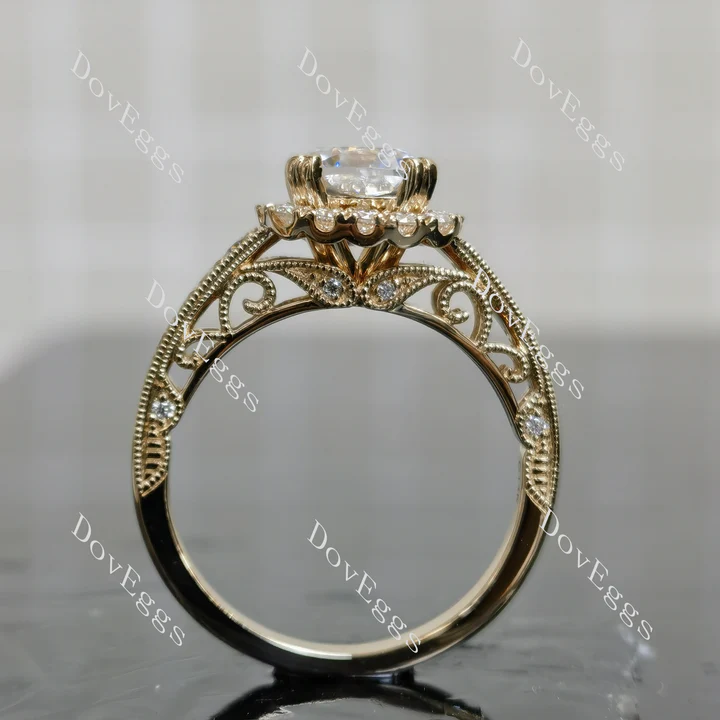 Doveggs pave halo half eternity engagement ring semi-mount only(Exclusively to DovEggs Stones)