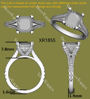 Doveggs pave split shanks engagement ring semi-mount only(Exclusively to DovEggs Stones)