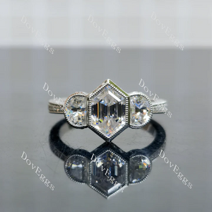 Doveggs three stones bezel engagement ring semi-mount only(Exclusively to DovEggs Stones)