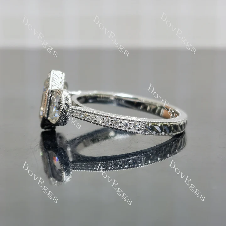 Doveggs three stones bezel engagement ring semi-mount only(Exclusively to DovEggs Stones)