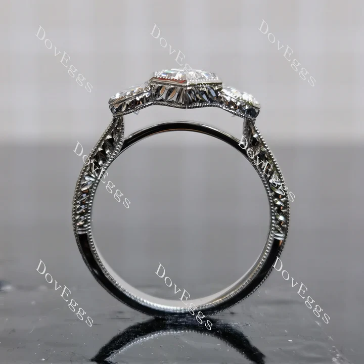 Doveggs three stones bezel engagement ring semi-mount only(Exclusively to DovEggs Stones)