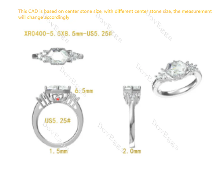 Doveggs side stones engagement ring semi-mount only(Exclusively to DovEggs Stones)