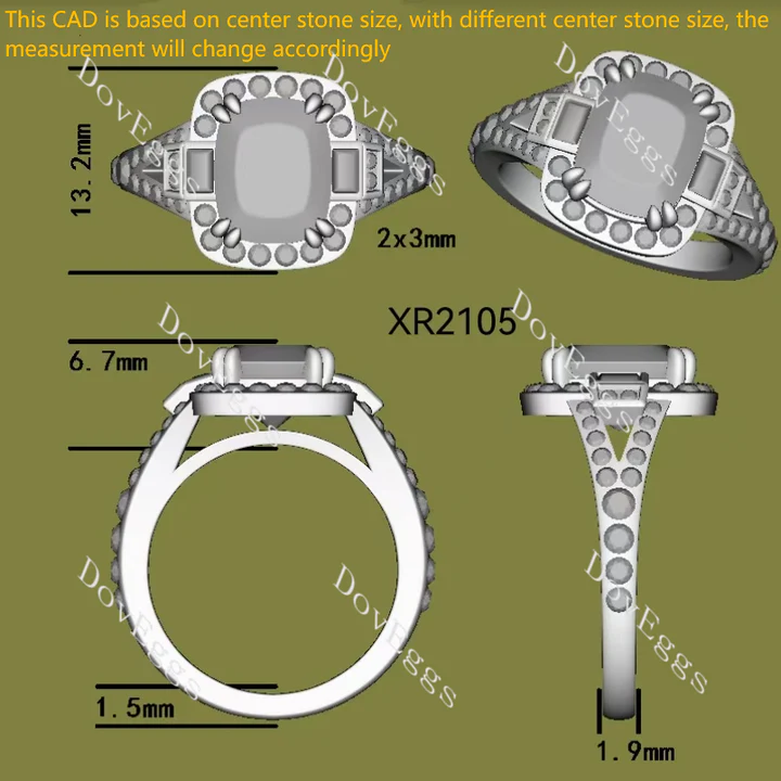 Doveggs halo split shanks engagement ring semi-mount only(Exclusively to DovEggs Stones)