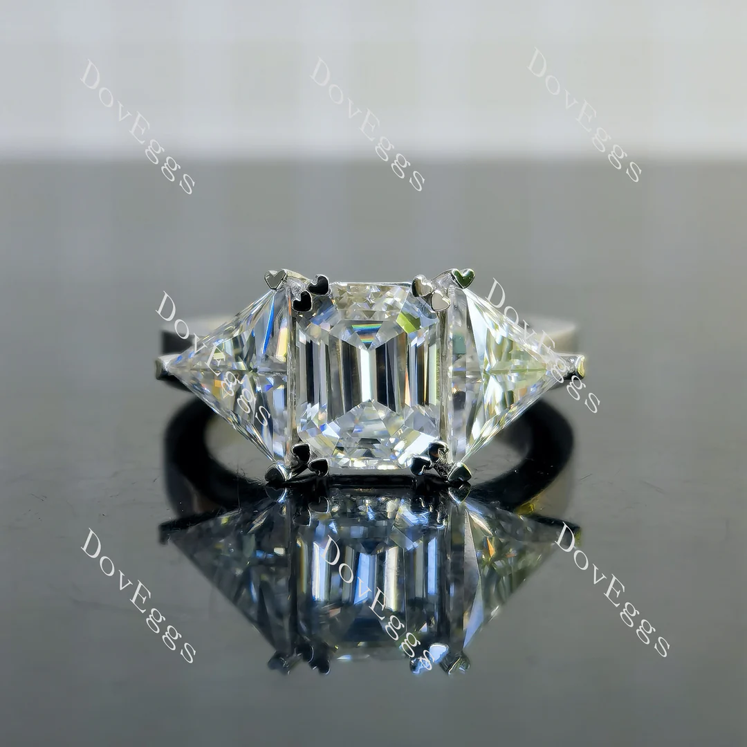 Doveggs three-stone engagement ring semi-mount only(Exclusively to DovEggs Stones)