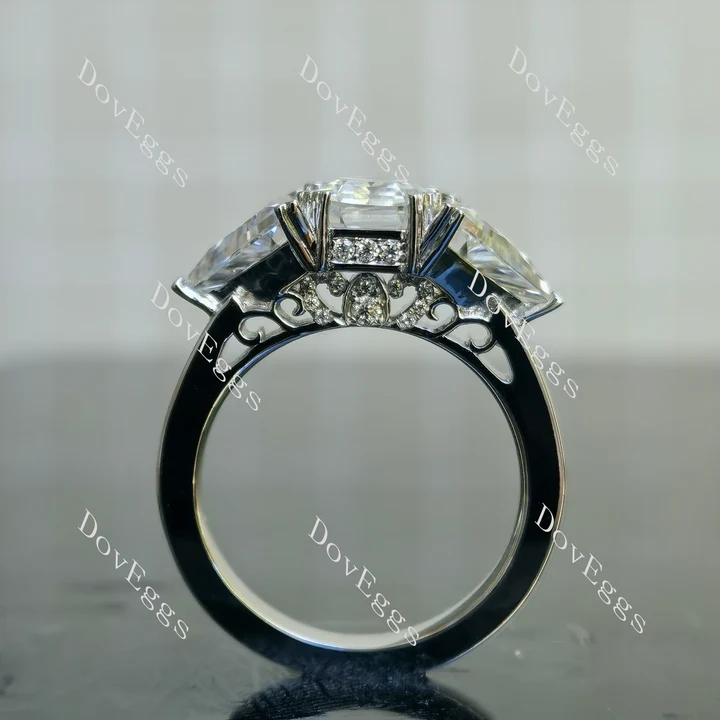 Doveggs three-stone engagement ring semi-mount only(Exclusively to DovEggs Stones)