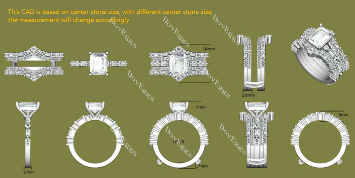 Doveggs pave half eternity engagement ring semi-mount only(Exclusively to DovEggs Stones)