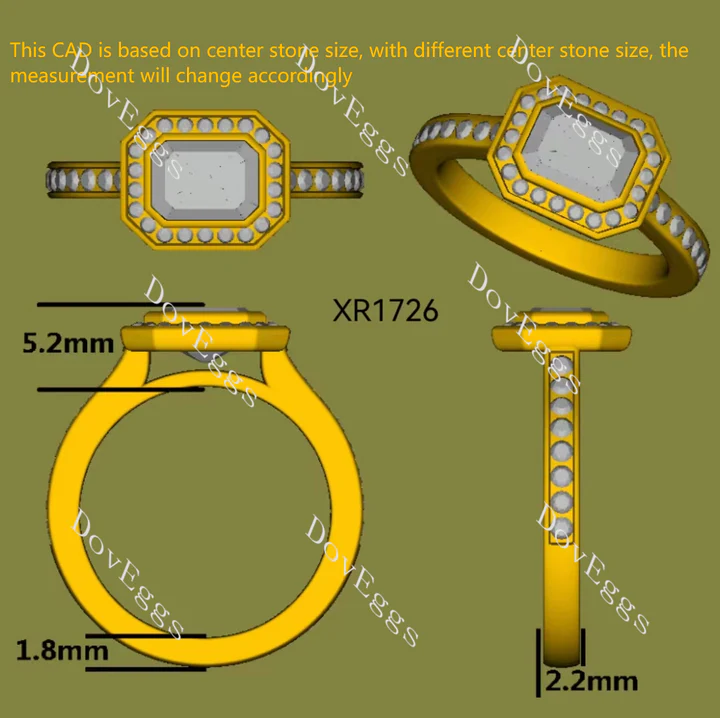 Doveggs halo half eternity engagement ring semi-mount only(Exclusively to DovEggs Stones)