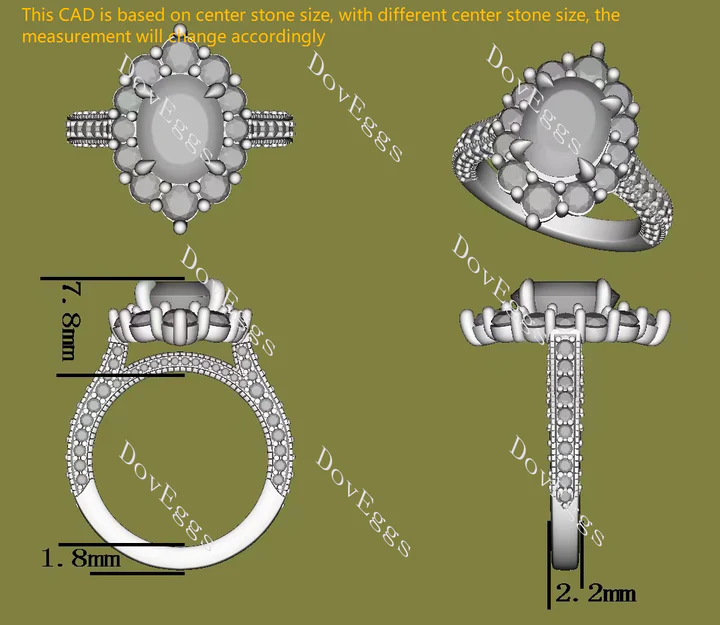 Doveggs pave floral eternity engagement ring semi-mount only(Exclusively to DovEggs Stones)