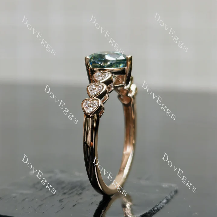 Doveggs heart bezel side stones engagement ring semi-mount only(Exclusively to DovEggs Stones)