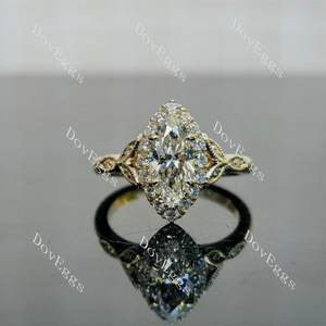 Doveggs halo side stones art deco engagement ring semi-mount only(Exclusively to DovEggs Stones)