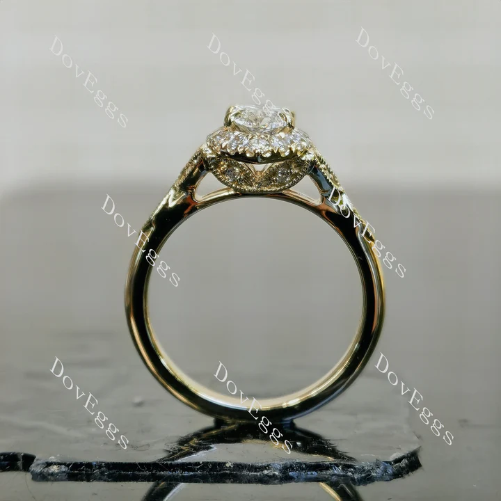 Doveggs halo side stones art deco engagement ring semi-mount only(Exclusively to DovEggs Stones)