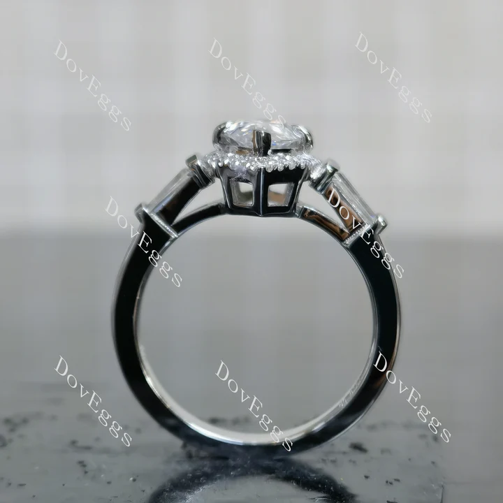 Doveggs halo side stones engagement ring semi-mount only(Exclusively to DovEggs Stones)