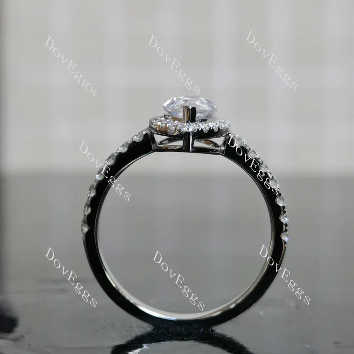 Doveggs halo pave engagement ring semi-mount only(Exclusively to DovEggs Stones)