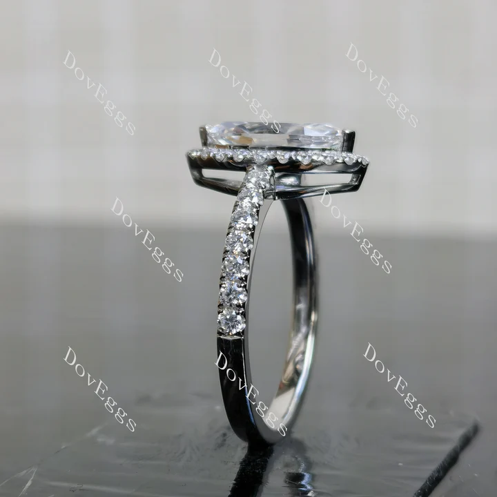 Doveggs halo pave engagement ring semi-mount only(Exclusively to DovEggs Stones)