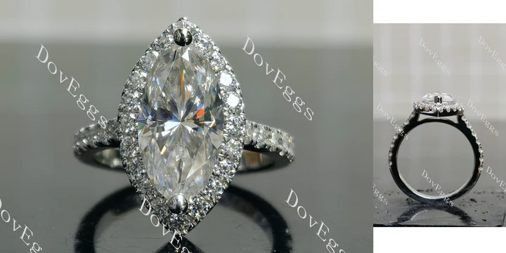 Doveggs halo pave engagement ring semi-mount only(Exclusively to DovEggs Stones)