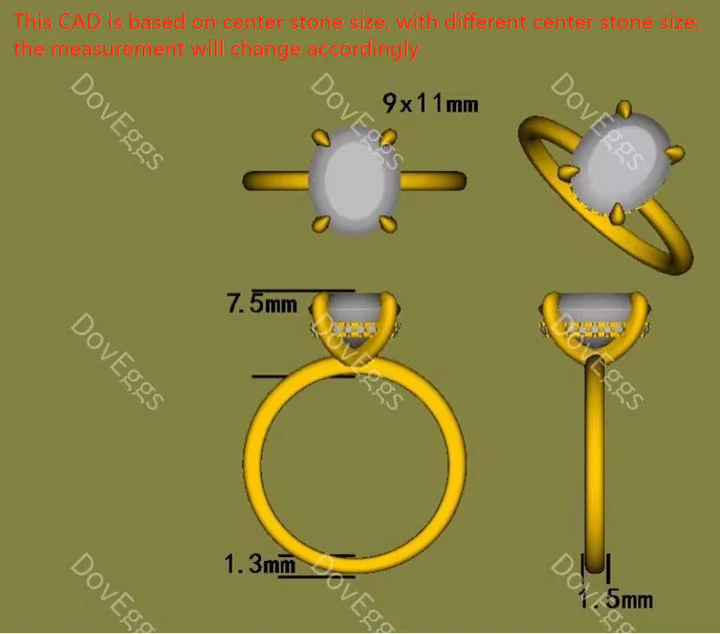 Doveggs hidden halo engagement ring semi-mount only(Exclusively to DovEggs Stones)