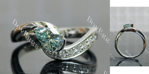 Doveggs pave half bezel engagement ring semi-mount only(Exclusively to DovEggs Stones)