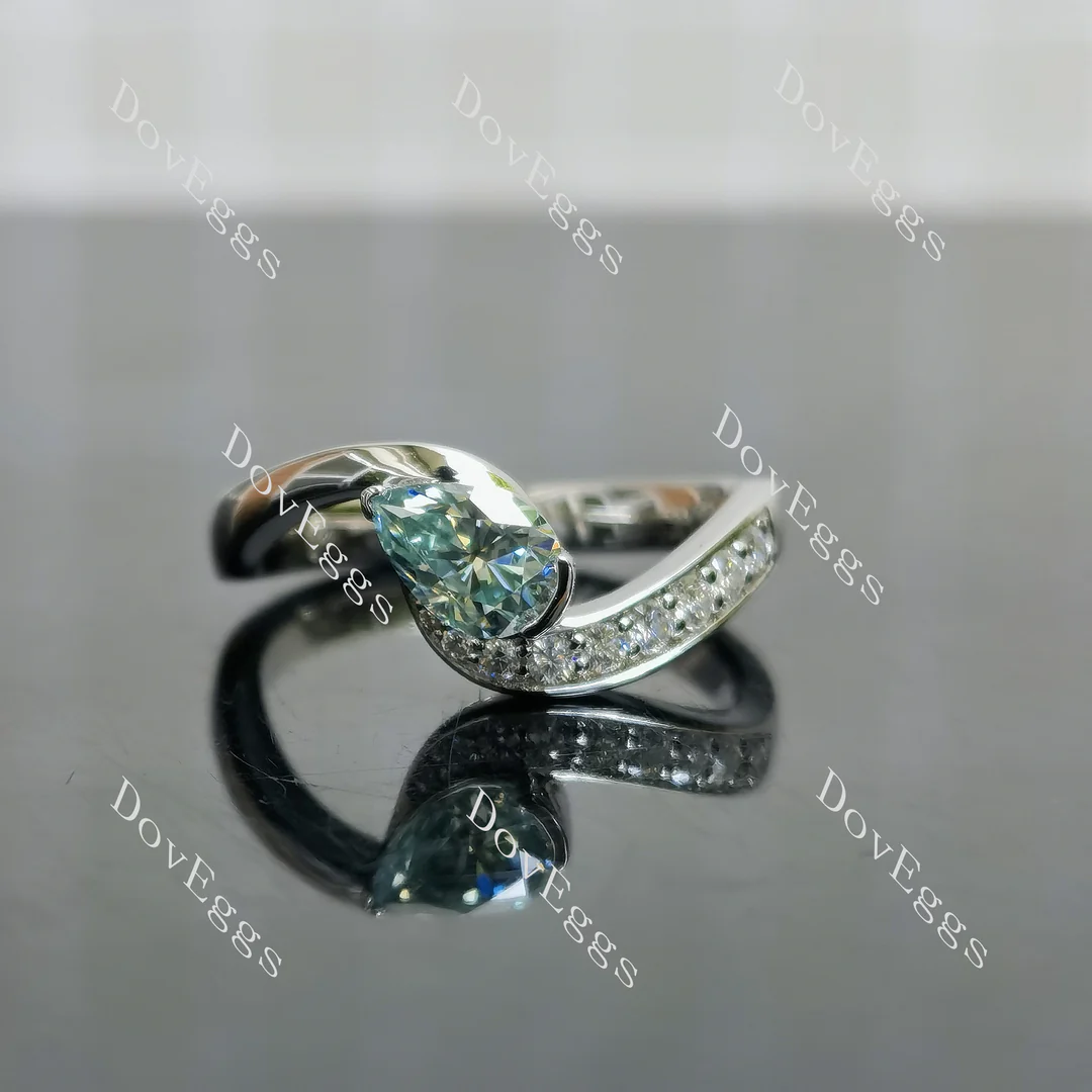 Doveggs pave half bezel engagement ring semi-mount only(Exclusively to DovEggs Stones)