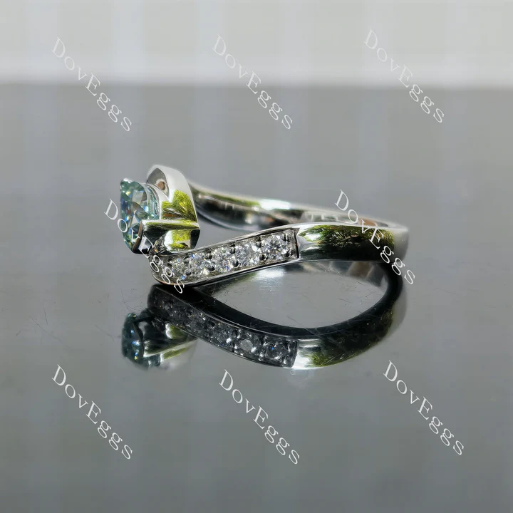 Doveggs pave half bezel engagement ring semi-mount only(Exclusively to DovEggs Stones)