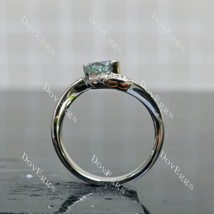 Doveggs pave half bezel engagement ring semi-mount only(Exclusively to DovEggs Stones)