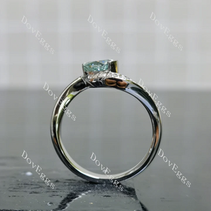 Doveggs pave half bezel engagement ring semi-mount only(Exclusively to DovEggs Stones)