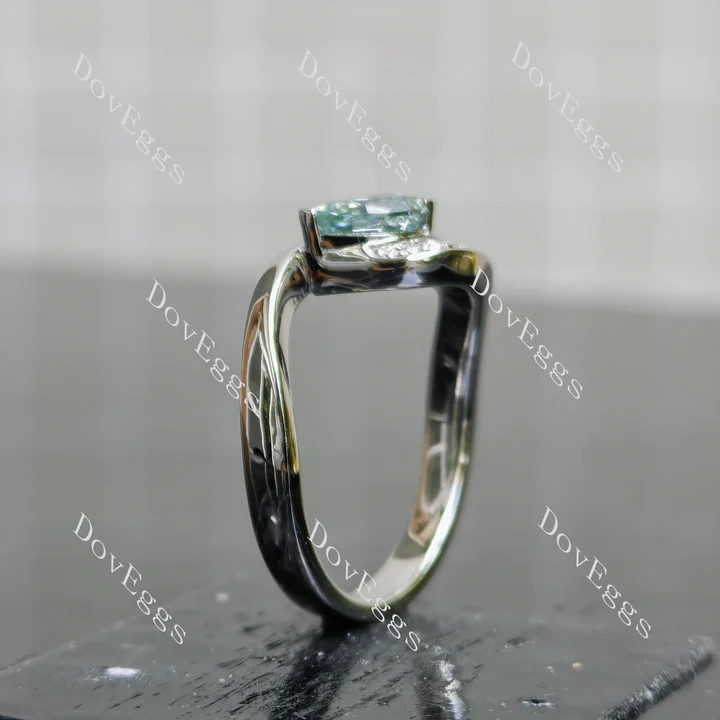 Doveggs pave half bezel engagement ring semi-mount only(Exclusively to DovEggs Stones)