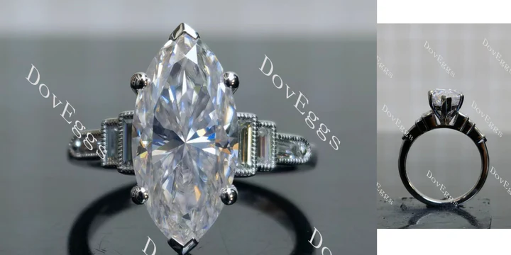 Doveggs side stones engagement ring semi-mount only(Exclusively to DovEggs Stones)