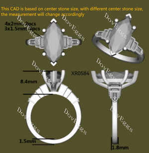 Doveggs side stones engagement ring semi-mount only(Exclusively to DovEggs Stones)