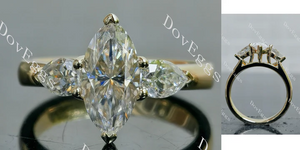 Doveggs three-stones engagement ring semi-mount only(Exclusively to DovEggs Stones)