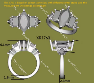 Doveggs side stones engagement ring semi-mount only(Exclusively to DovEggs Stones)