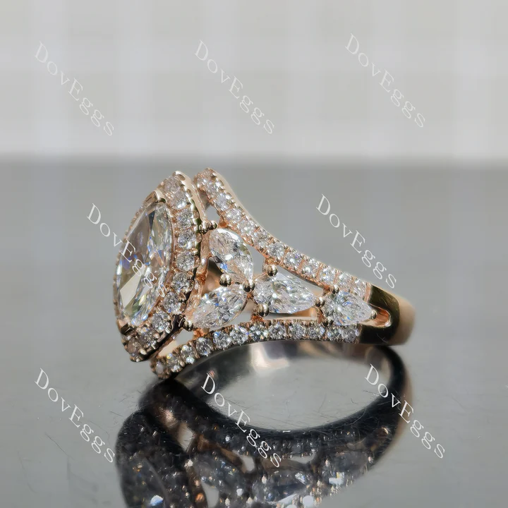 Doveggs vintage halo side stones engagement ring semi-mount only(Exclusively to DovEggs Stones)