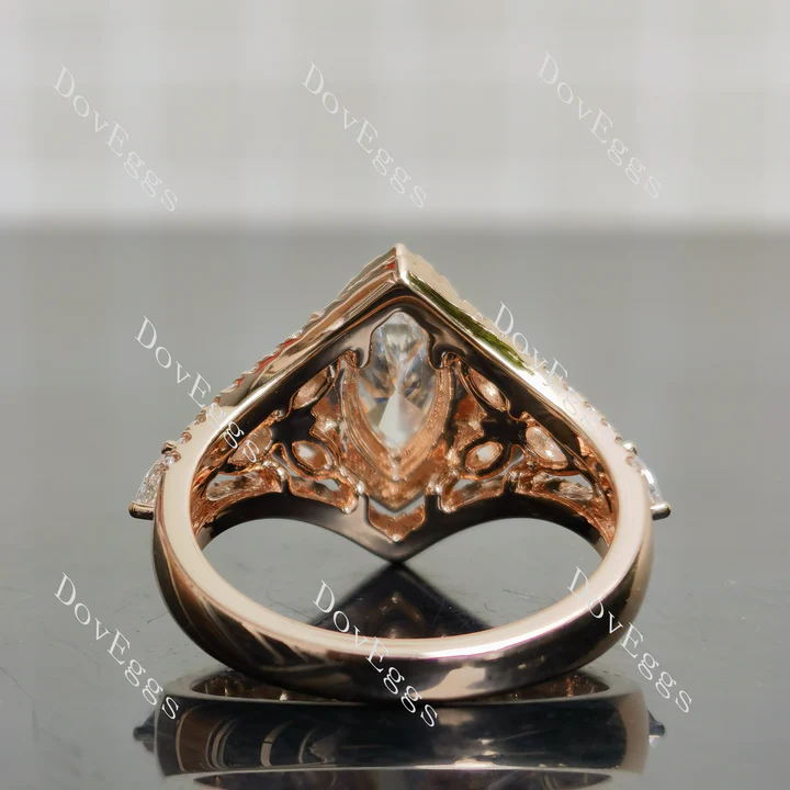 Doveggs vintage halo side stones engagement ring semi-mount only(Exclusively to DovEggs Stones)