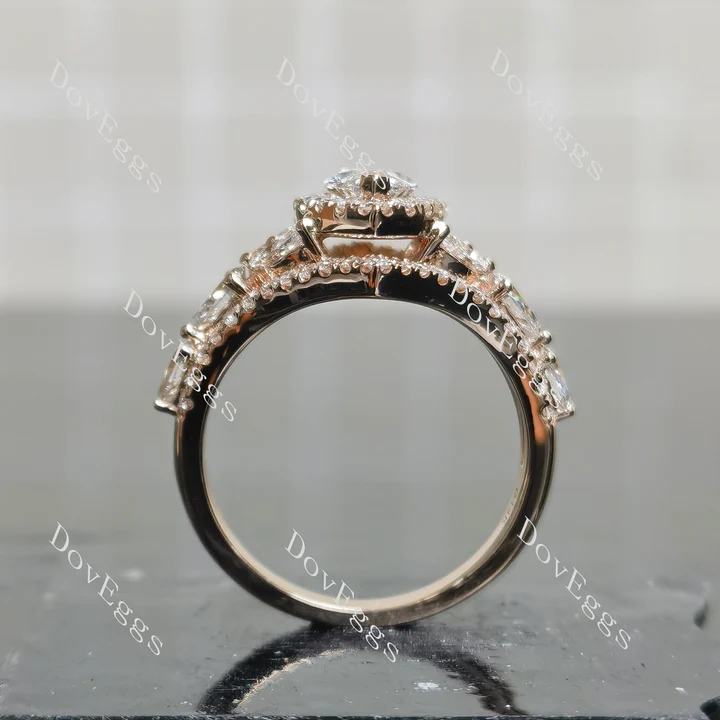 Doveggs vintage halo side stones engagement ring semi-mount only(Exclusively to DovEggs Stones)