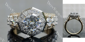 Doveggs vintage halo side stones engagement ring semi-mount only(Exclusively to DovEggs Stones)