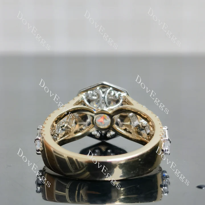 Doveggs vintage halo side stones engagement ring semi-mount only(Exclusively to DovEggs Stones)