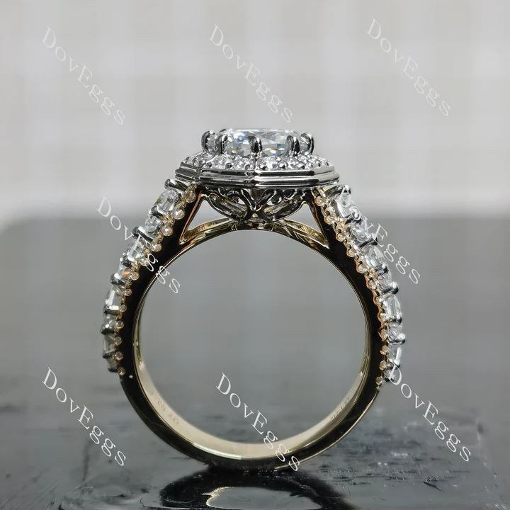 Doveggs vintage halo side stones engagement ring semi-mount only(Exclusively to DovEggs Stones)