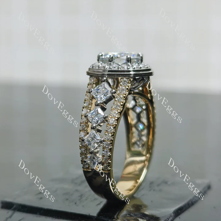 Doveggs vintage halo side stones engagement ring semi-mount only(Exclusively to DovEggs Stones)