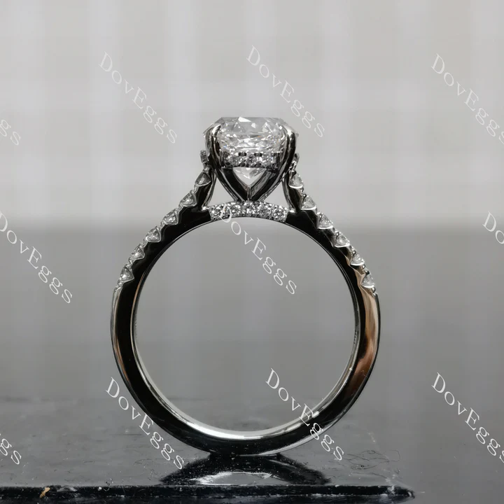 Doveggs pave half eternity engagement ring semi-mount only(Exclusively to DovEggs Stones)