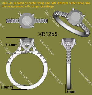 Doveggs pave half eternity engagement ring semi-mount only(Exclusively to DovEggs Stones)