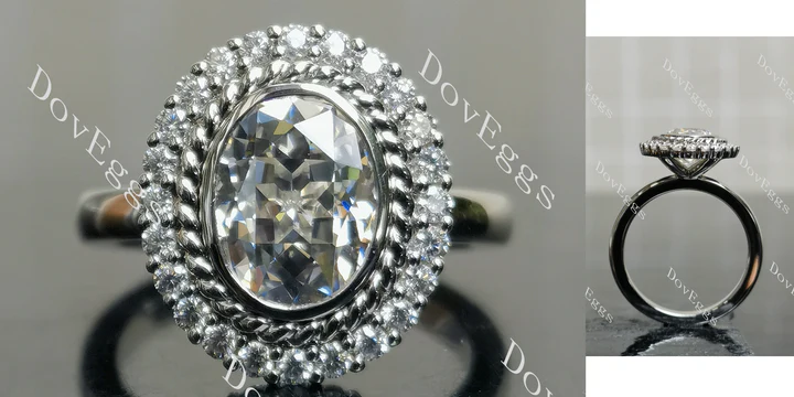 Doveggs bezel halo engagement ring semi-mount only(Exclusively to DovEggs Stones)